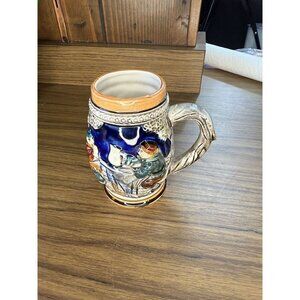Vintage German Beer Stein Ceramic Mug With Relief Design